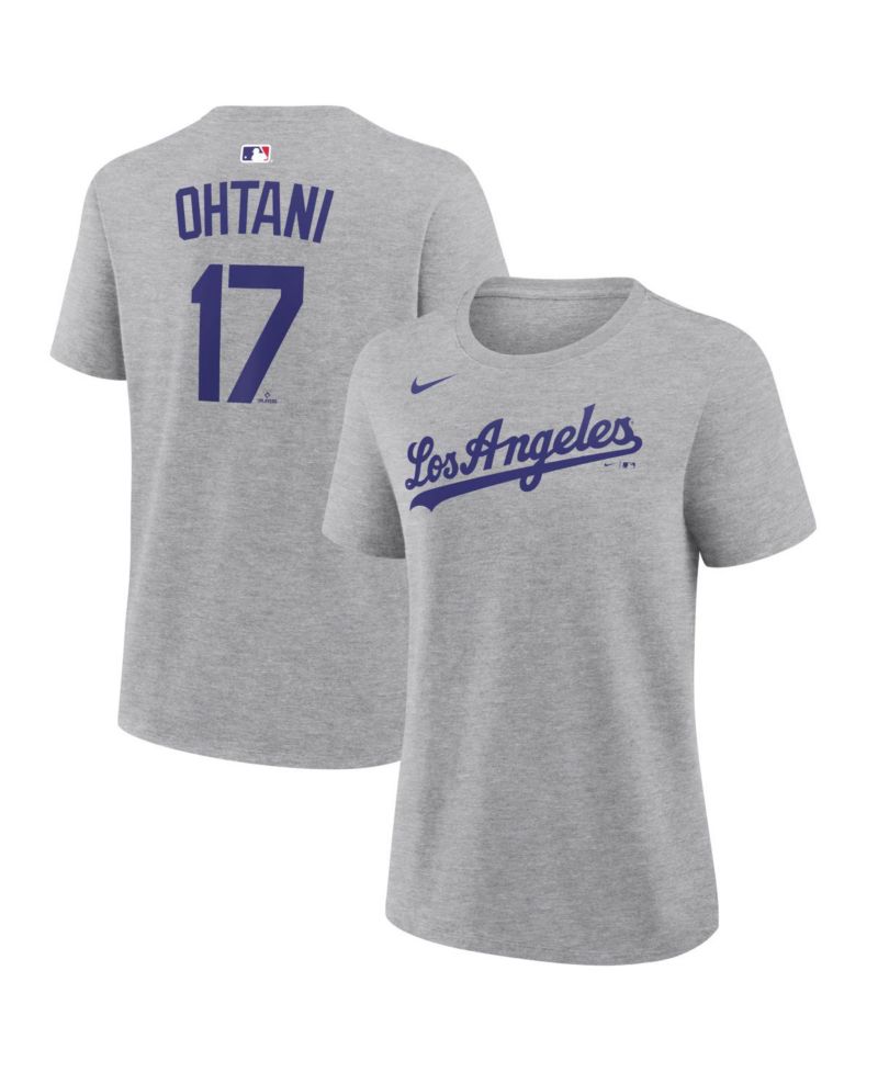 Women's Shohei Ohtani Heather Gray Los Angeles Dodgers Name & Number T-Shirt