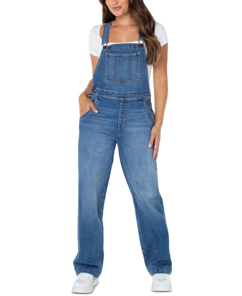 Juniors' Slouchy Denim Overalls