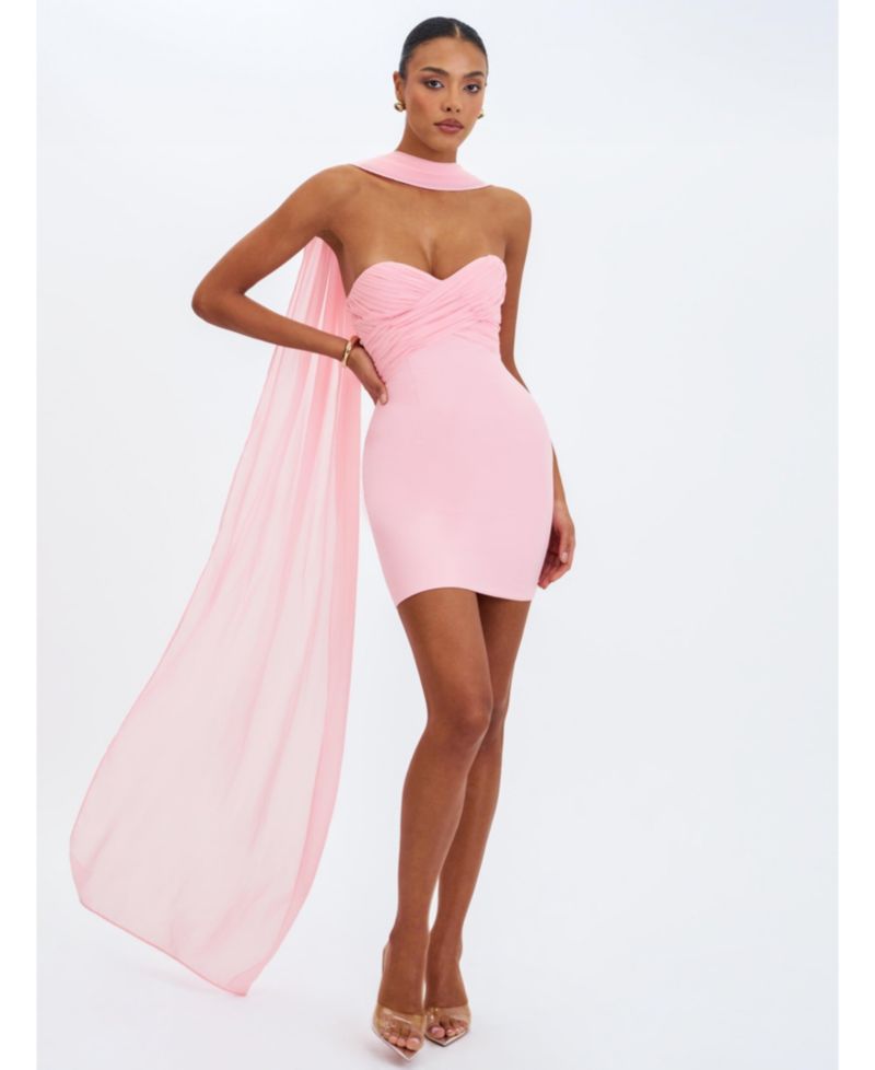 Women's Olivia Rose Pink Strapless Crossover Mini Dress
