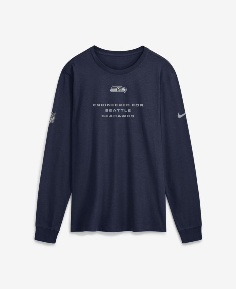 Men's College Navy Seattle Seahawks Sideline Bold Arch Star Dri-FIT Long Sleeve T-Shirt