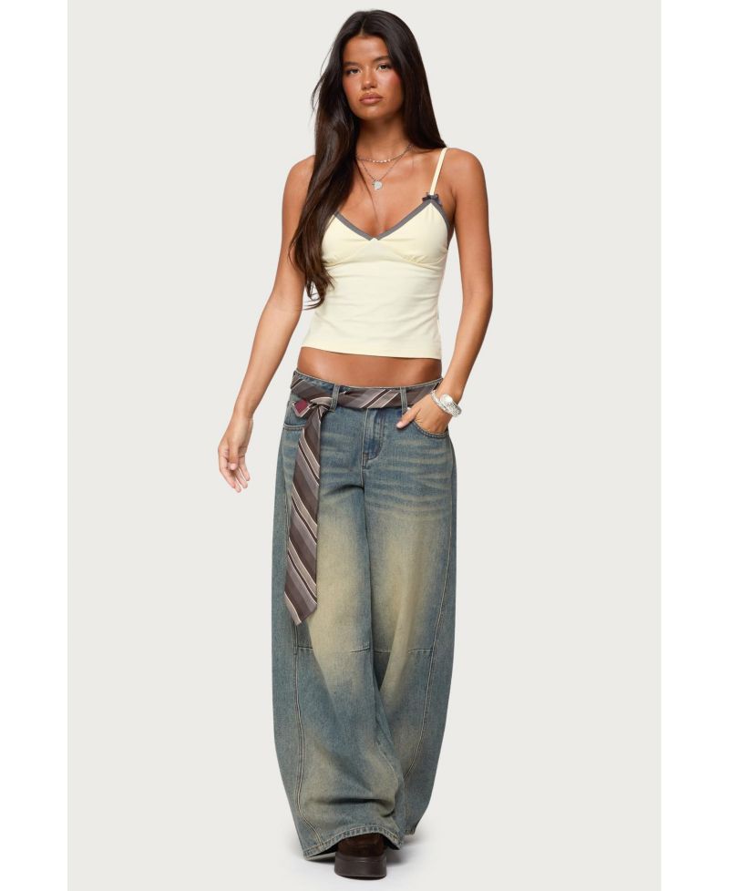 Womens Ruelle Contrast Frill Tank Top