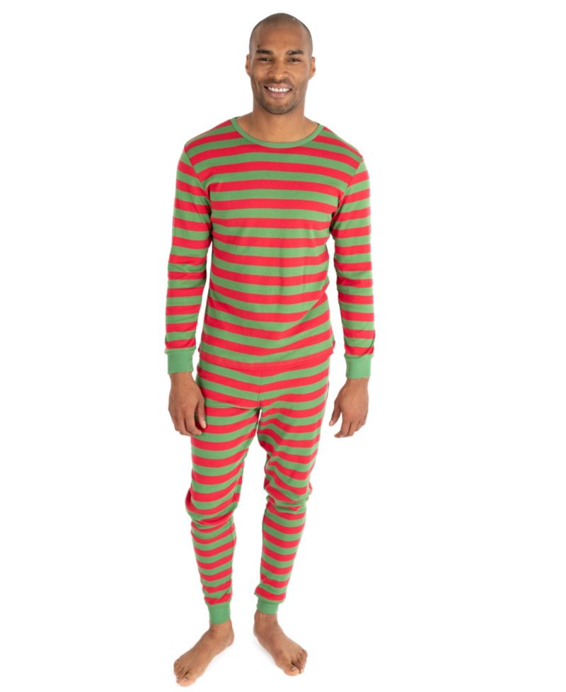 Men's Men s Two Piece Cotton Striped Holiday Pajamas