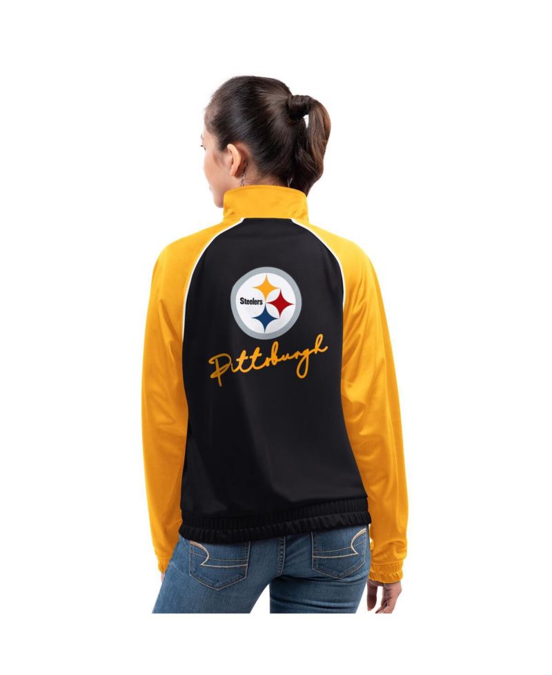 Women's Black Pittsburgh Steelers Replay Full-Zip Track Jacket