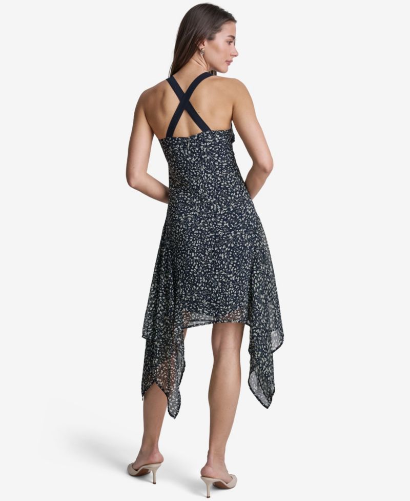 Women's Handkerchief Hem Fit & Flare V-Neck Dress