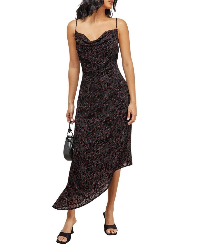 Women's Spot Devore Cowl Neck Maxi Dress.