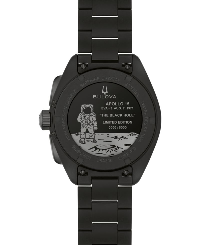Men's Limited Edition Lunar Pilot "Black Hole" Black Stainless Steel Bracelet Watch 41.2mm