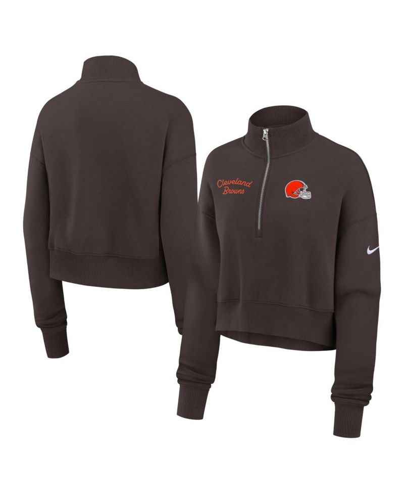 Women's Brown Cleveland Browns Primetime Phoenix Half-Zip Sweatshirt