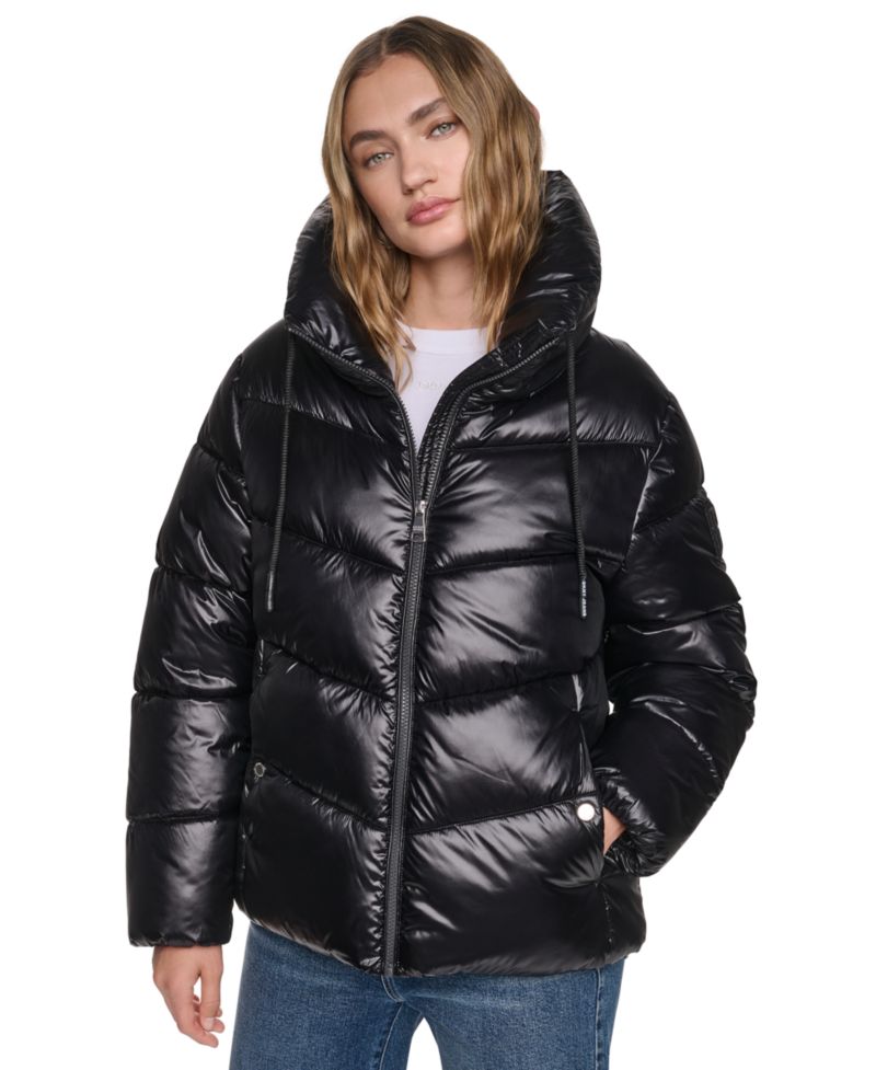 Women's Drama Collar Quilted Puffer Jacket