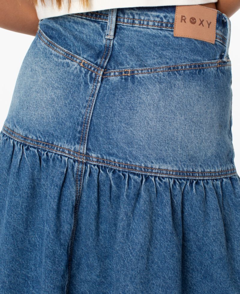Women's Nocturne Prairie High-Waisted Tiered Maxi Denim Skirt