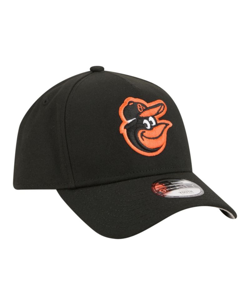Big Boys and Girls Black Baltimore Orioles 9FORTY A-Frame Adjustable Hat