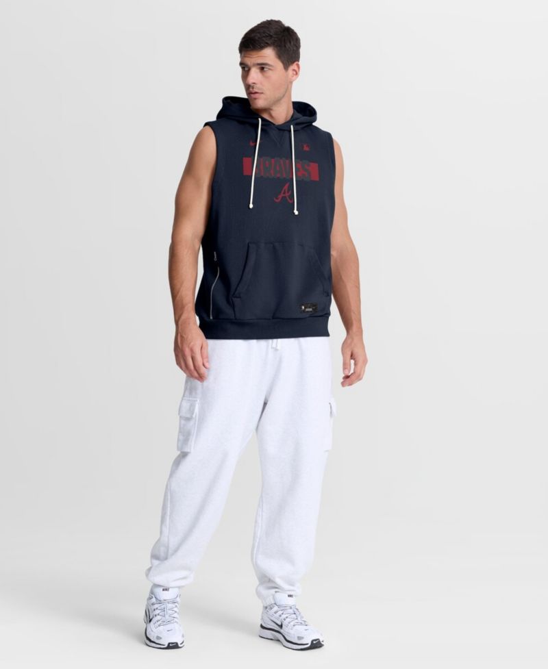 Men's Navy Atlanta Braves Authentic Collection Standard Issue Dri-FIT Sleeveless Hoodie