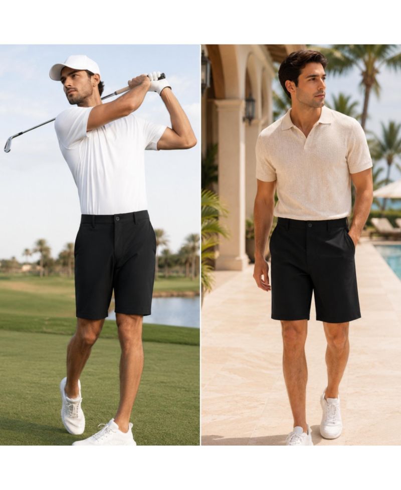Mens Golf Dress Shorts 8.5” Inseam Casual Chino Shorts Flex Waist