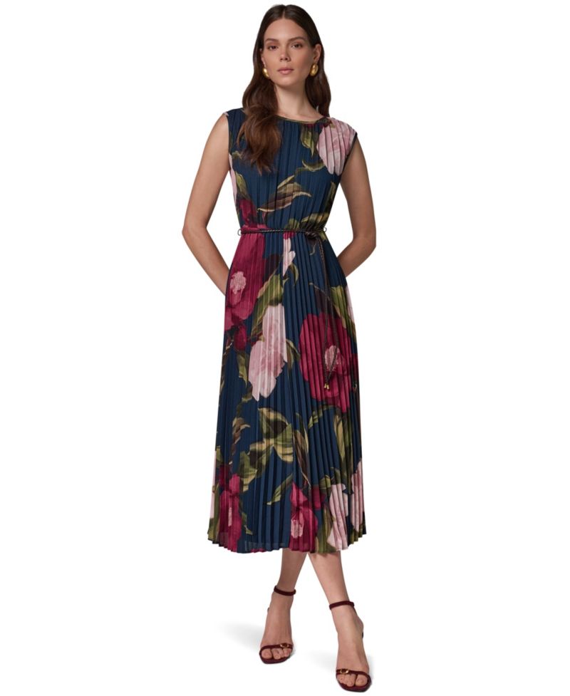 Plus Cap Sleeve Floral Chiffon A-Line Midi Dress