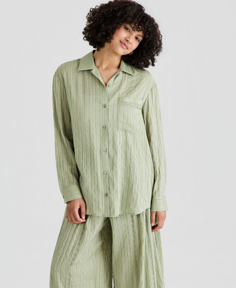 Women's Oversized Lounge Satin Shirt