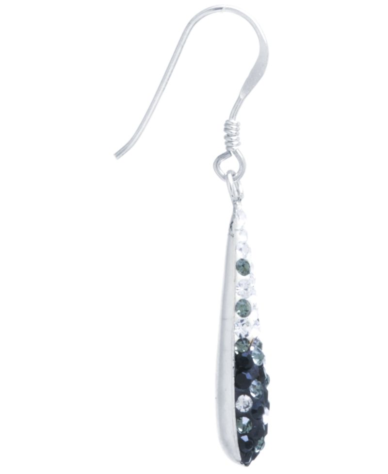 Crystal Pav&eacute; Tear-Shape Drop Earrings in Sterling Silver