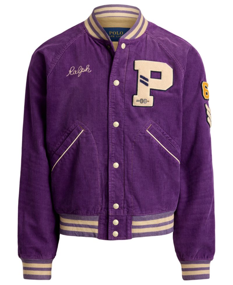 Men's Corduroy Varsity Raglan-Sleeve Jacket