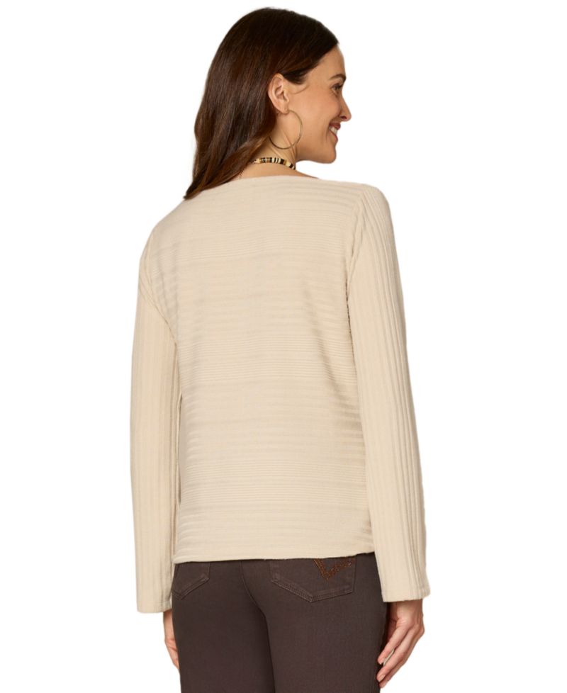 Women's Long-Sleeve Draped Boat Neck Blouse