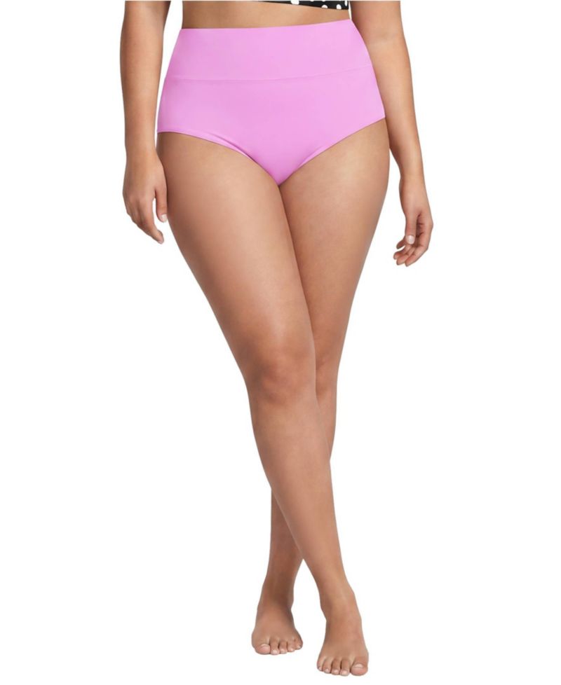 Plus Size Chlorine Resistant Pinchless High Waisted Bikini Bottoms