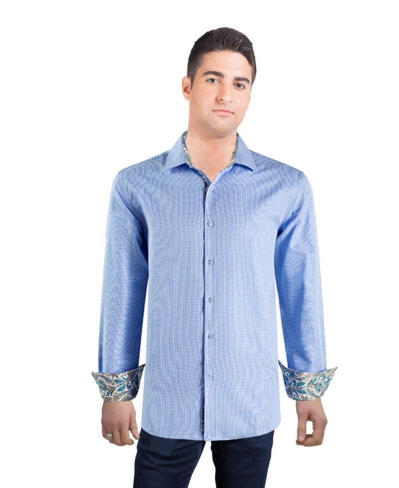 Men's Slim Fit Houndstooth Dress Shirt