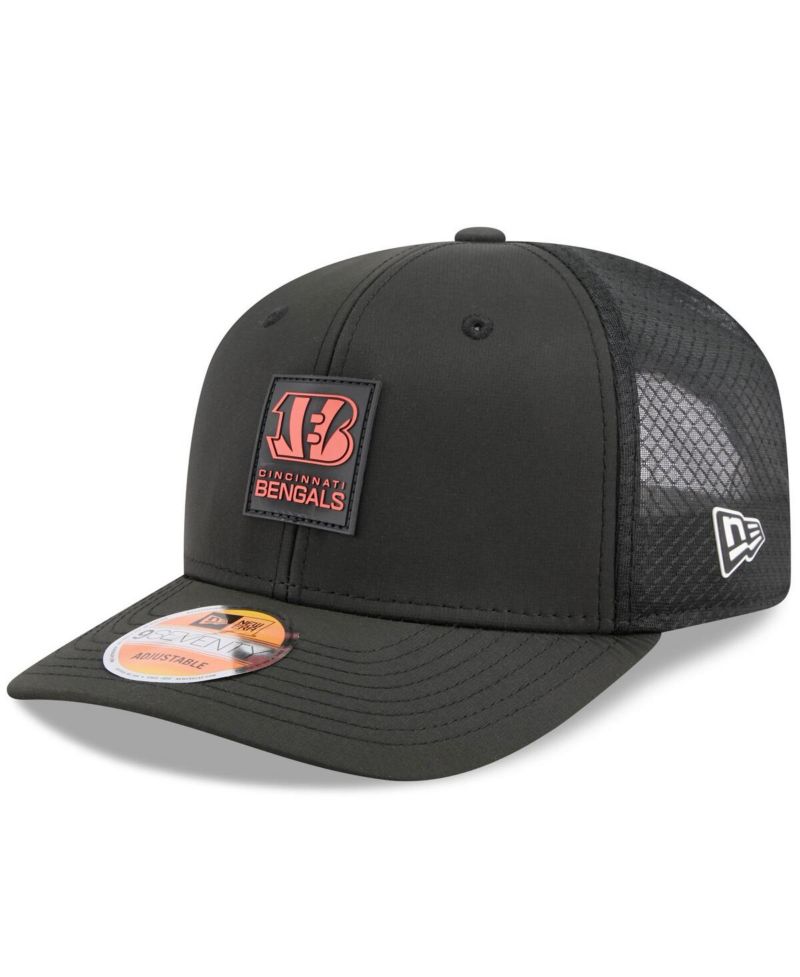 Men's Black Cincinnati Bengals 2025 Sideline 9SEVENTY Trucker Adjustable Hat