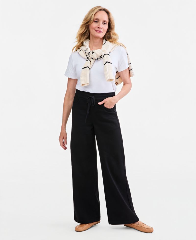 Women's Knit High-Rise Wide-Leg Pull-On Jeans, Macy's Exclusive