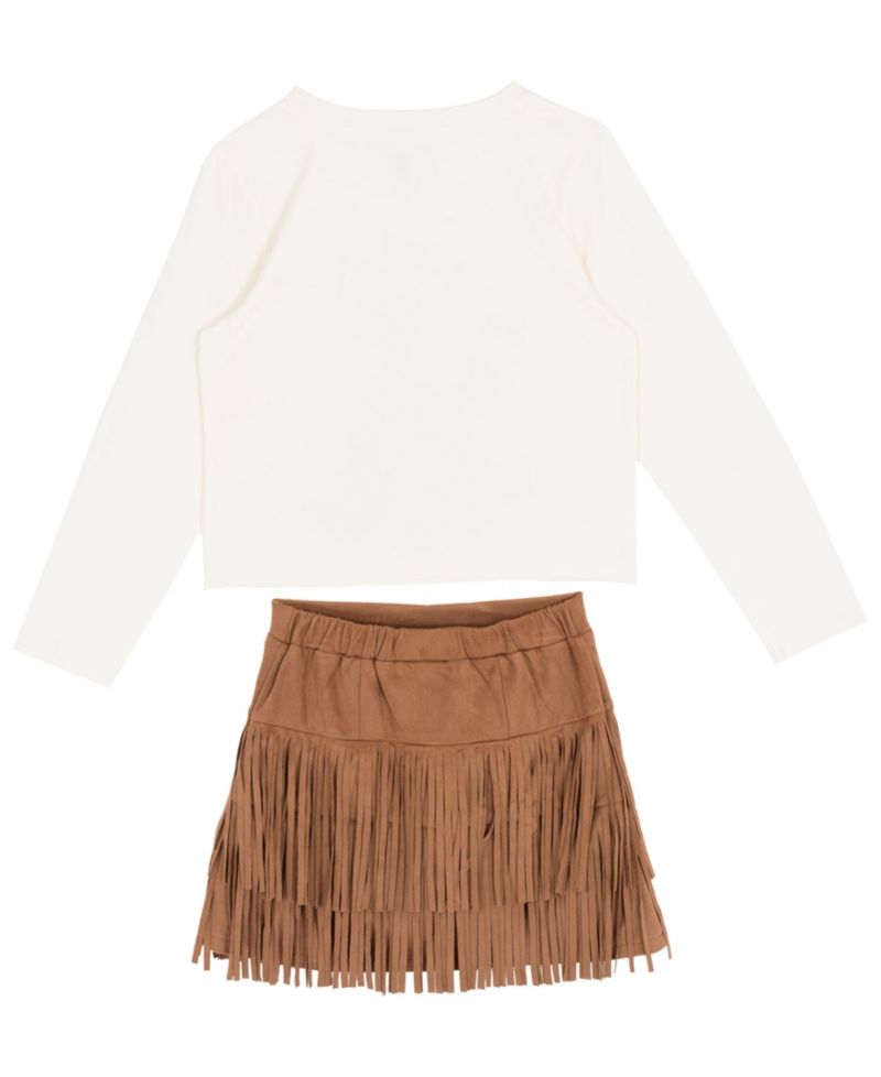 Girls' 7-12 Long-Sleeve Top and Skorts, 2-Piece Set
