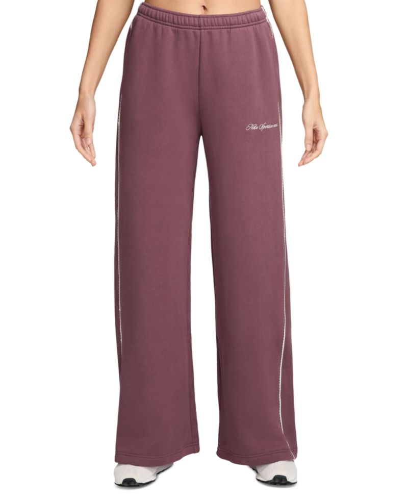 Women's Studio Fleece Mid-Rise Wide-Leg Scallop Pants