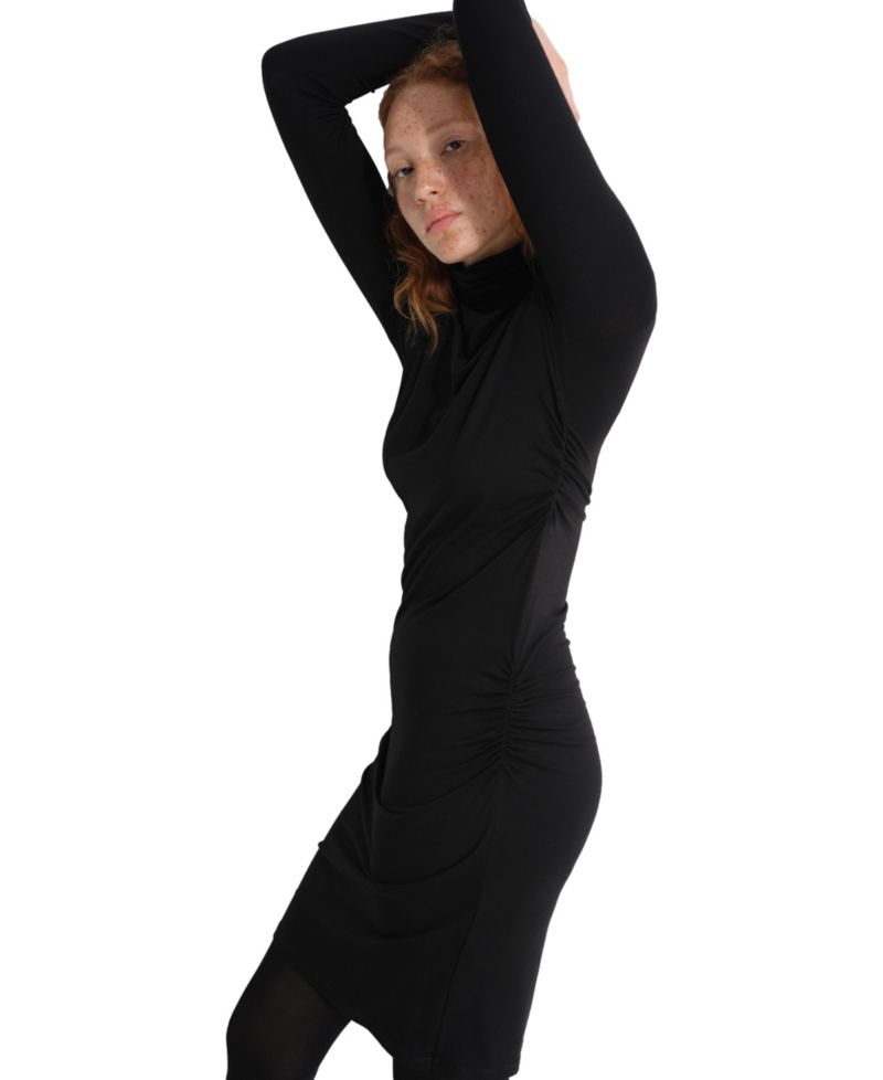 Women's Phoebe Long-Sleeve High-Stretch Fitted Turtleneck Midi Dress