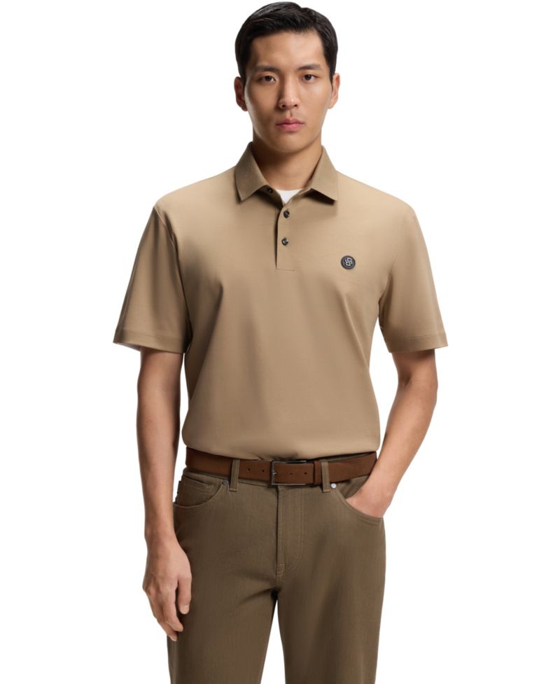 Men's Mercerized-Cotton Double B Monogram Polo Shirt