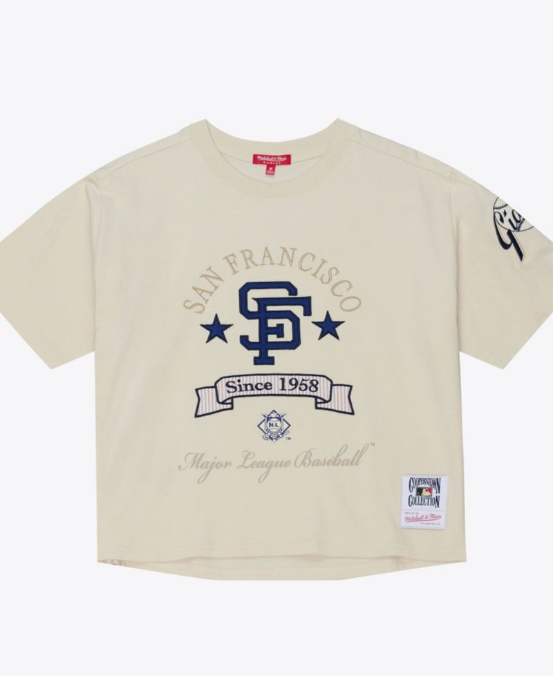 Women's Cream San Francisco Giants Cooperstown Yacht Rock Boxy Cropped T-Shirt
