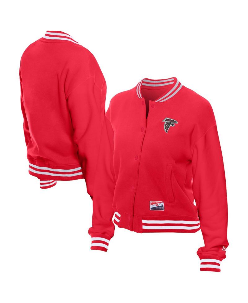 Women's Red Atlanta Falcons Throwback Fleece Full-Snap Jacket