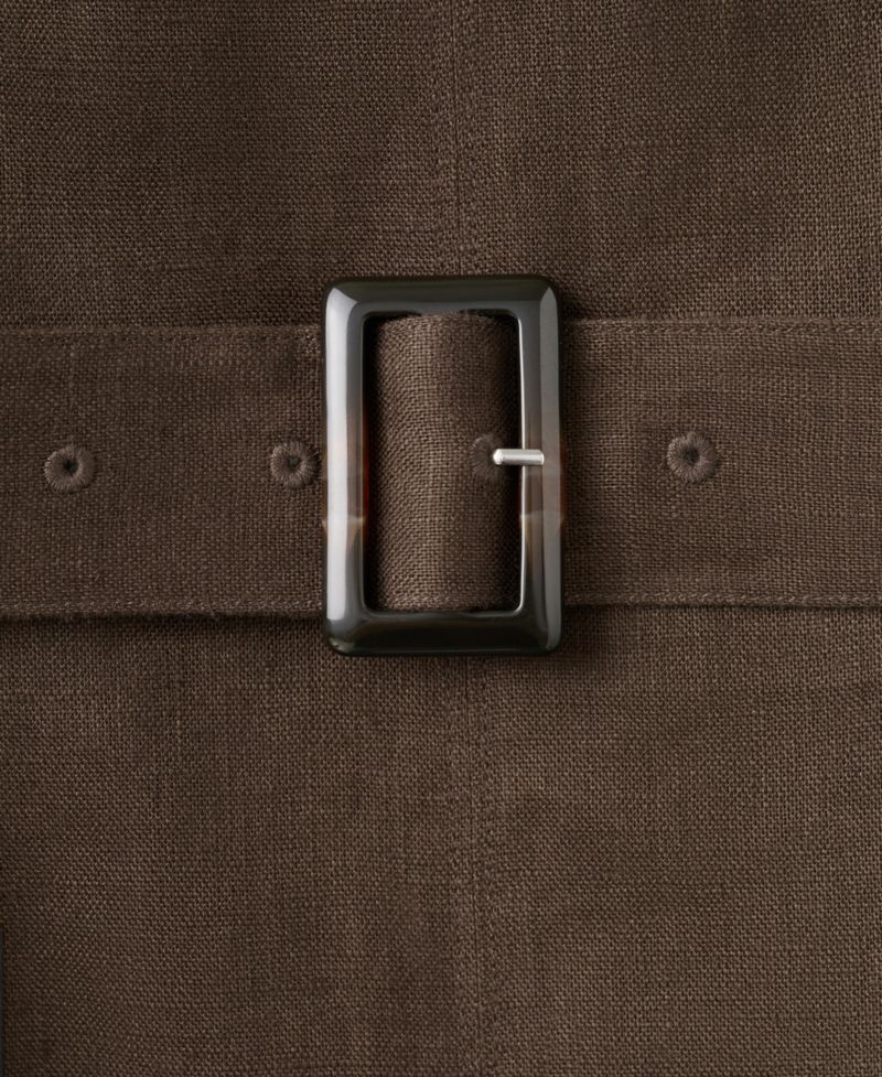 Women's Belt Linen Midi-Dress