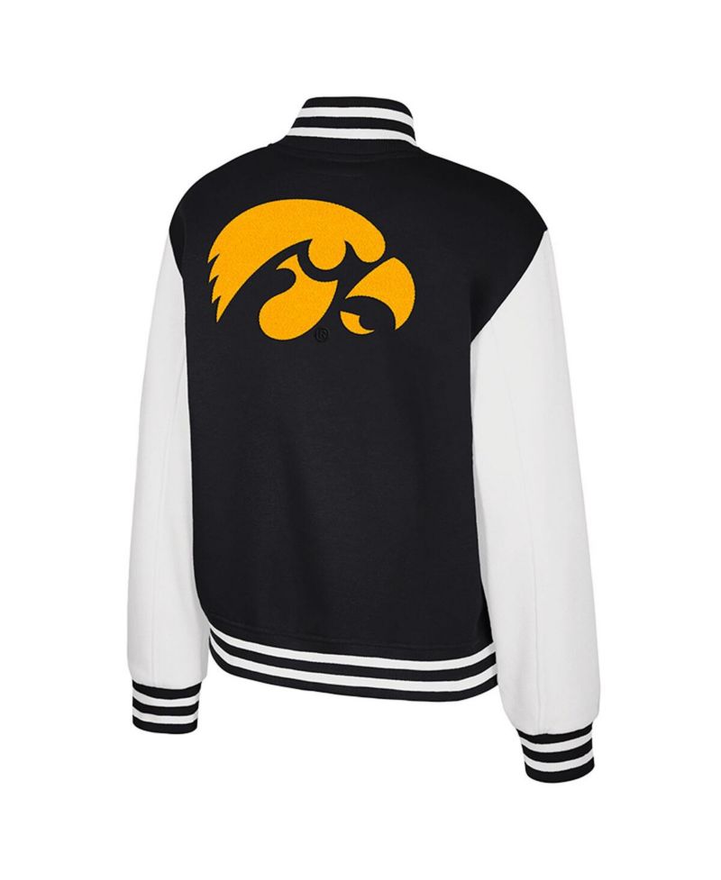 Women's Black Iowa Hawkeyes French Baguette Full snap Fleece Jacket