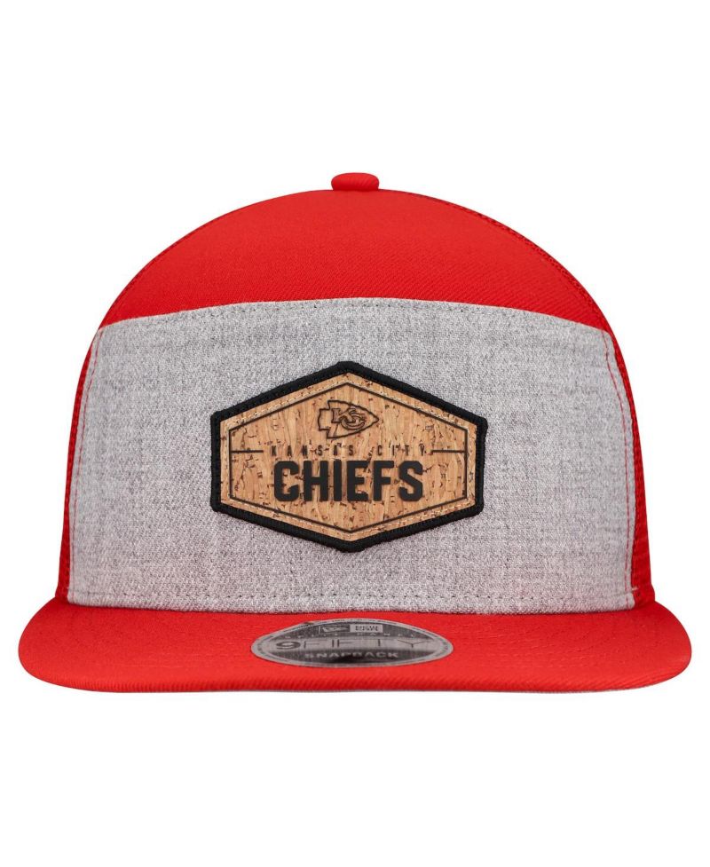 Men's Gray/Red Kansas City Chiefs Cork Split Panel 9FIFTY Trucker Snapback Hat