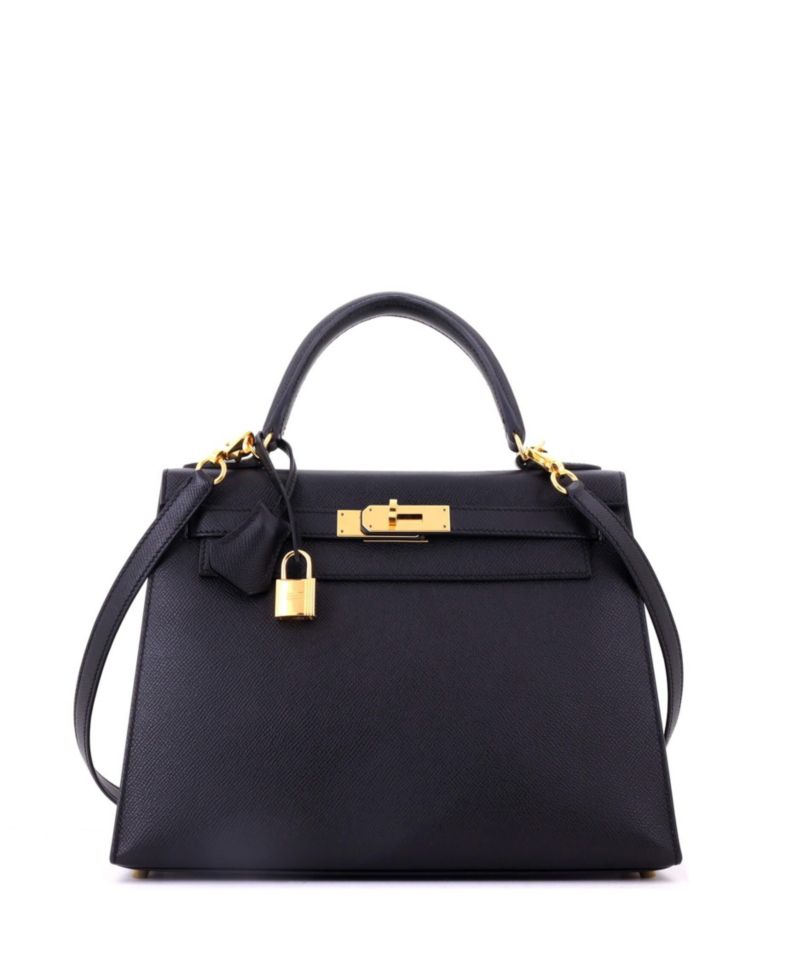 Kelly 28 Handbag Black Epsom with Gold Hardware