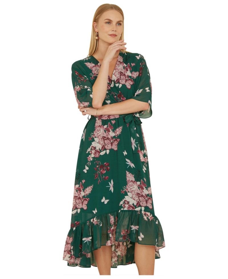 Women's Floral Dipped Hem Dress