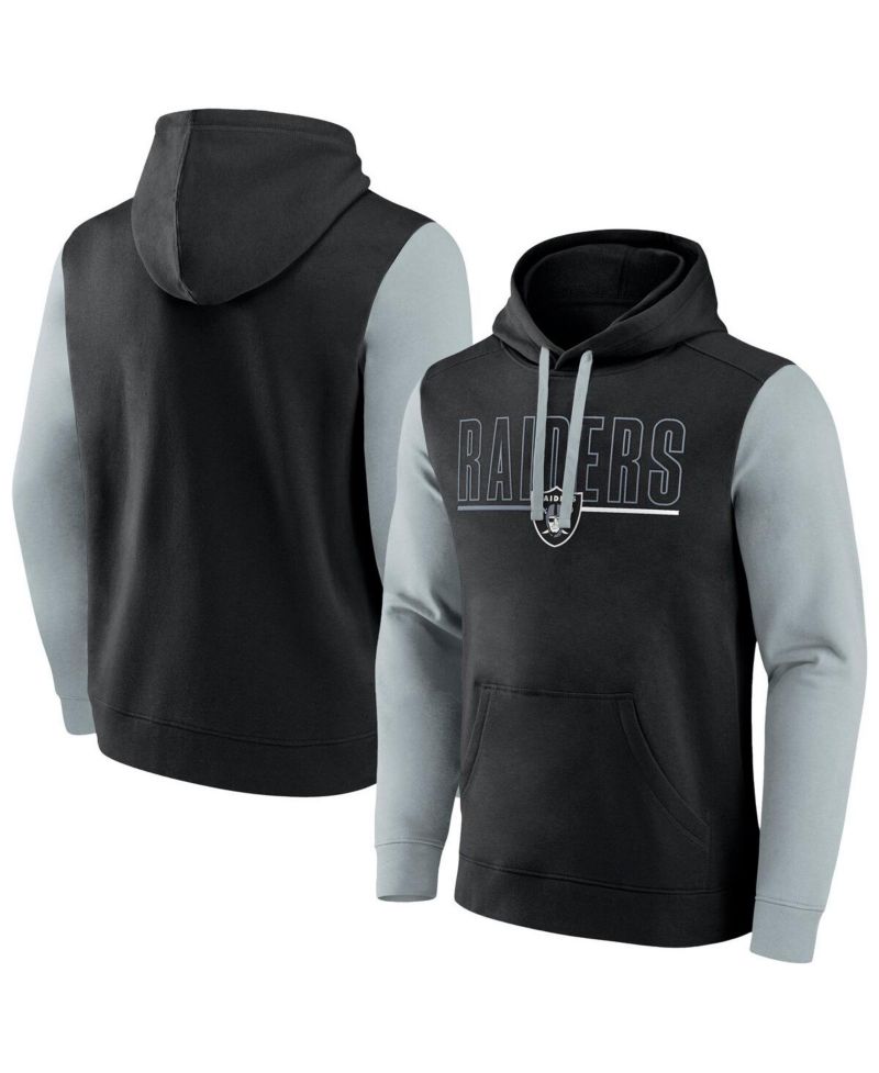 Men's Black/Gray Las Vegas Raiders Big & Tall Outline Pullover Hoodie