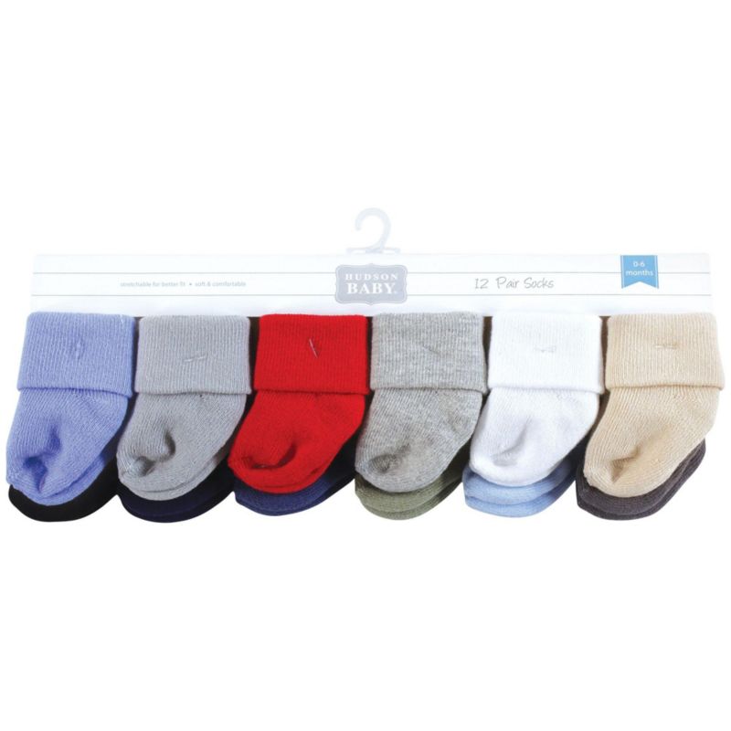 Baby Boys Hudson Cotton Rich Newborn and Terry Socks 12-Pack