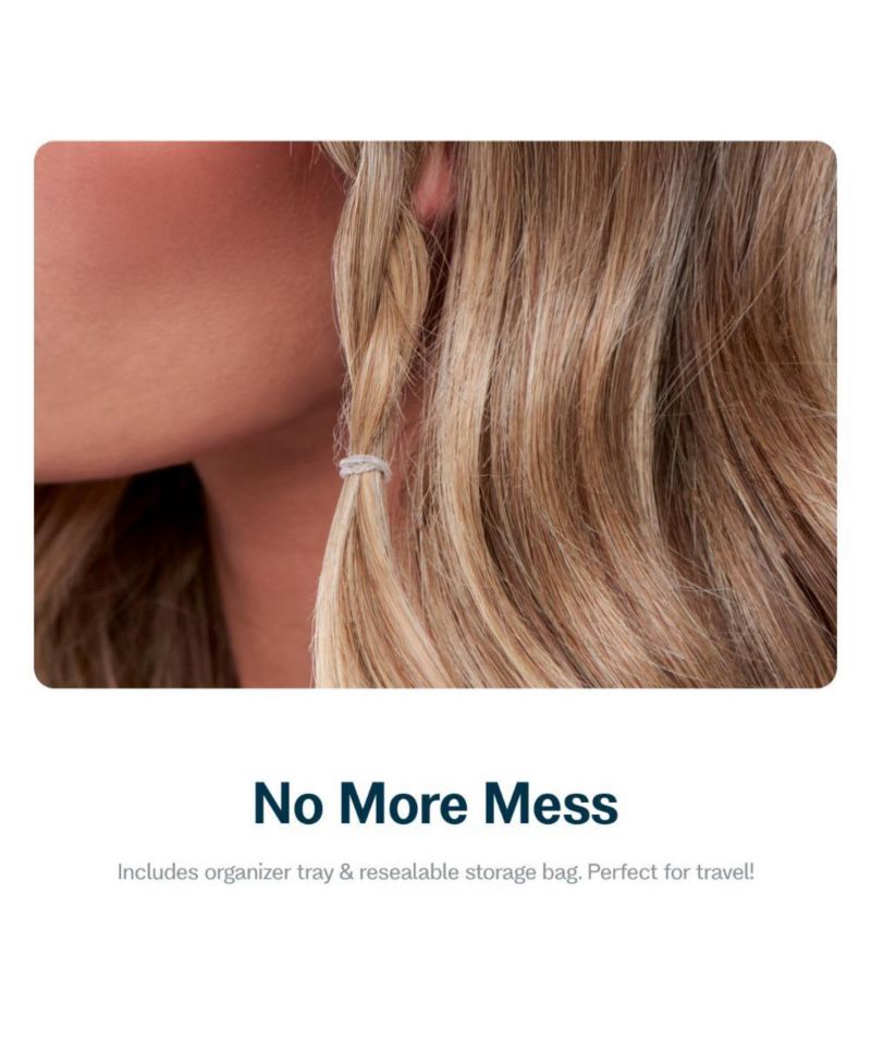 Medium Hair Premium Elastics - Clear Hair Ties with Innovative Storage Stack - No-Slip, Durable Bands for All Day Use - 500 Pack