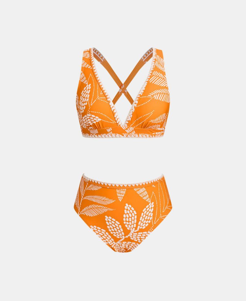 Women's Crossback Adjustable Strap Bikini Set with High-Waist Bottom