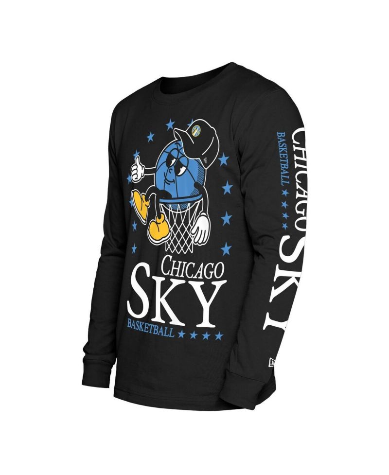 Men's Black Chicago Sky Old School Sport Long Sleeve T-Shirt