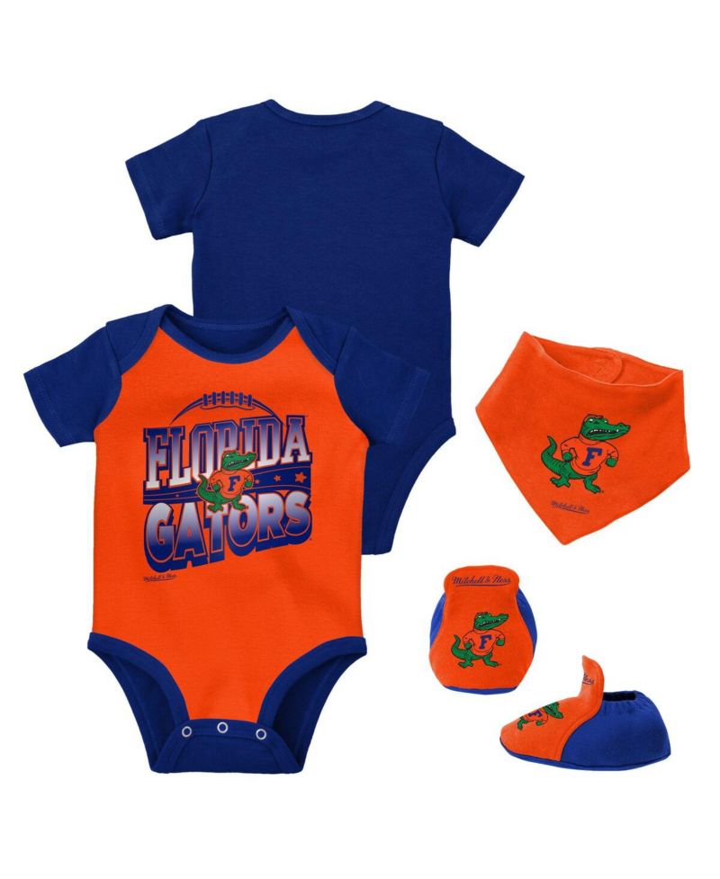Baby Boys and Girls Royal, Orange Florida Gators 3-Pack Bodysuit, Bib and Bootie Set