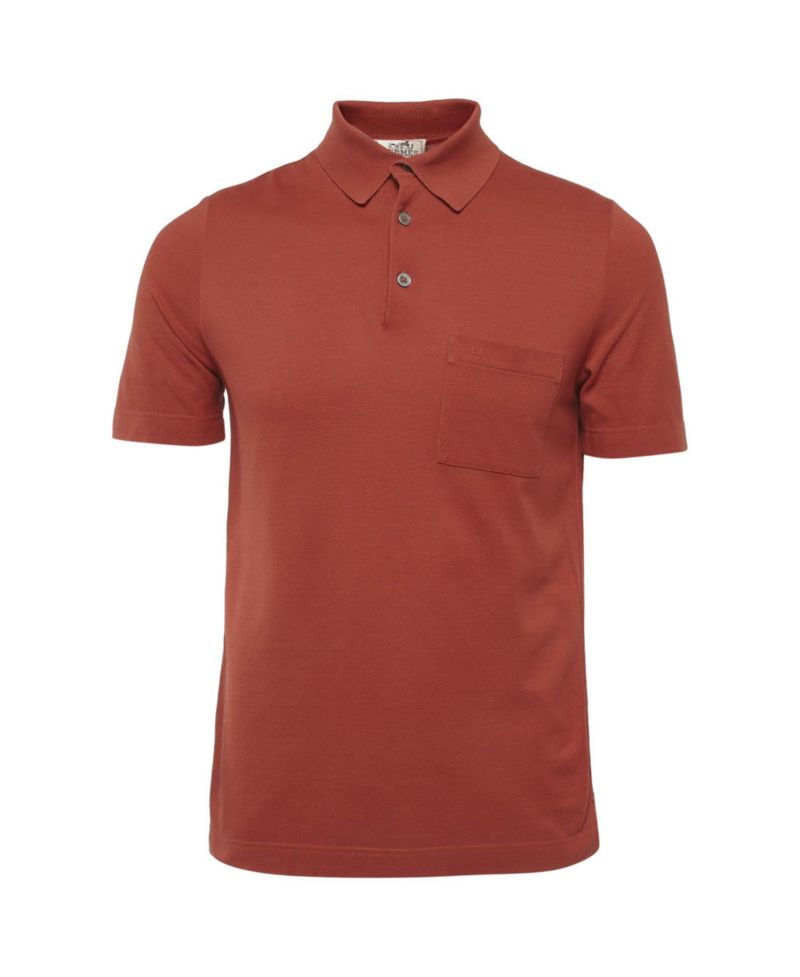 Pre-Owned HERMES Men's Burnt Pique Polo T-Shirt
