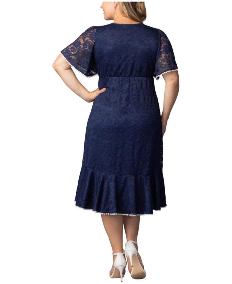 Plus Size Palermo Lace Faux Wrap Cocktail Dress