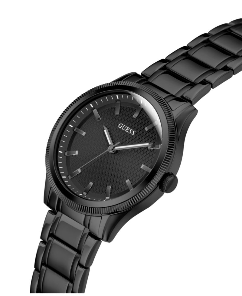 Men's Analog Black Stainless Steel Watch 44mm