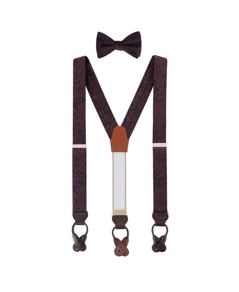 Men's Sobee Paisley Silk Brace and Bow Tie Set