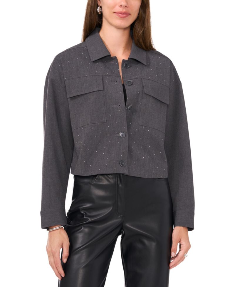 Women's Cropped Button-Up Shirt Jacket