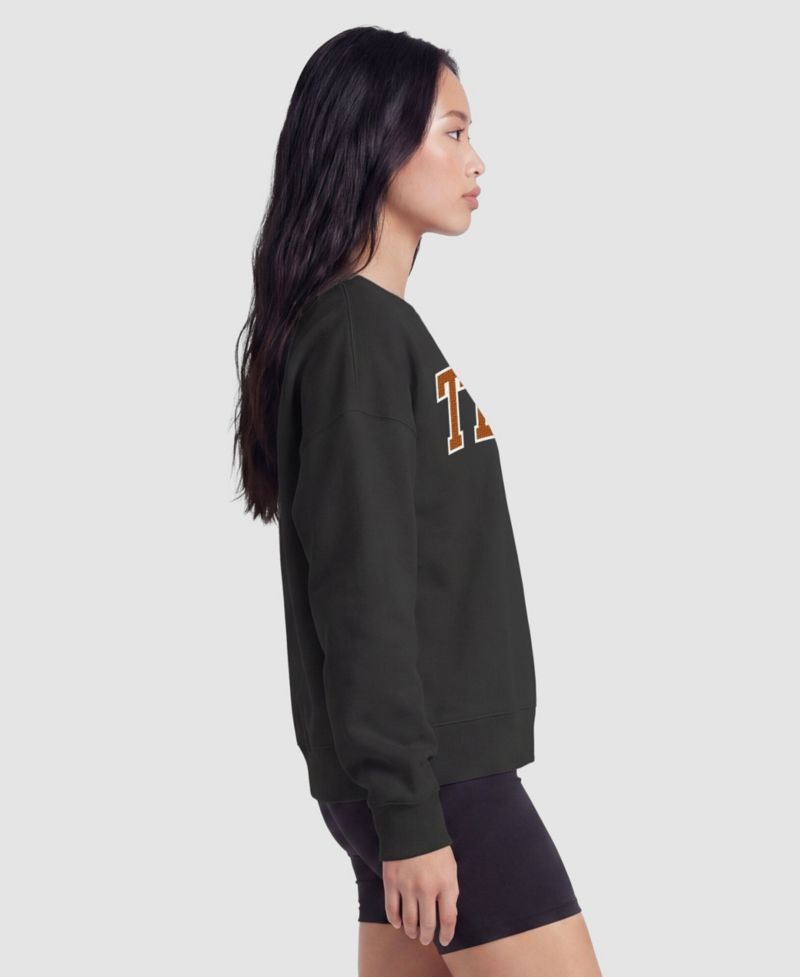 Women's Black Texas Longhorns Fleece Crew Sweatshirt