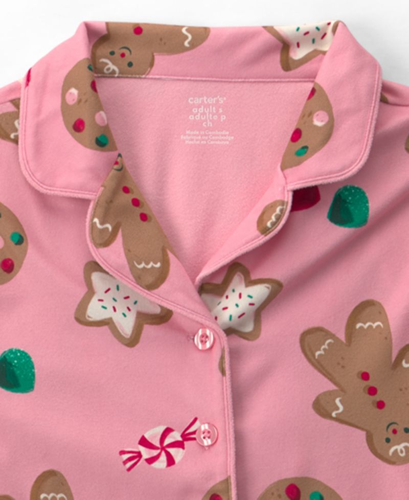 Adult Gingerbread-Print Long-Sleeve Loose-Fit Top and Pants, 2-Piece Set