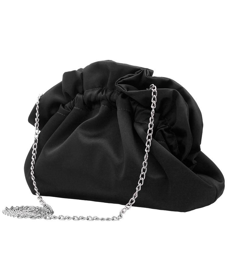 Satin Gathered Crossbody Pouch Bag
